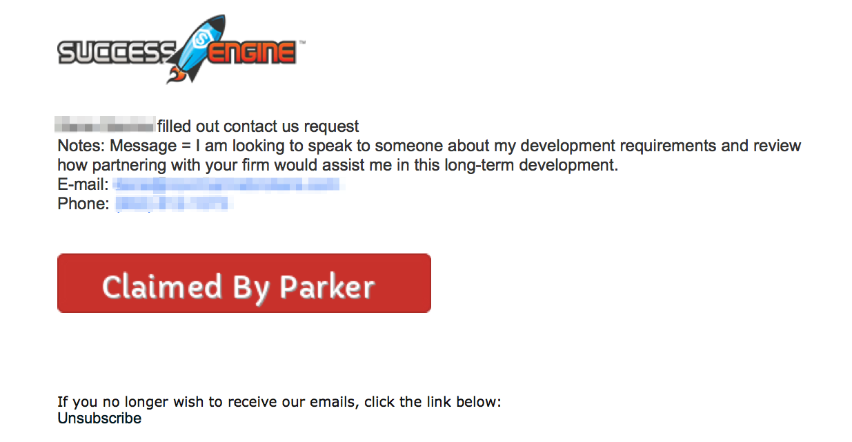 lead claimer email example
